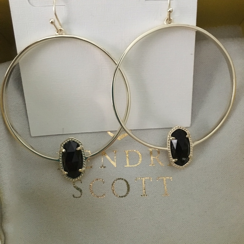 NWT Kendra Scott Elora Earrings-Gold w/BLK Stones.